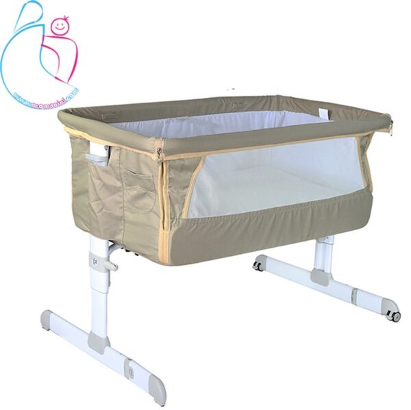 تخت  کنار مادر کودک دلیجان مدل ویرا vira بدون پشه بند رنگ طوسی مامز نینی