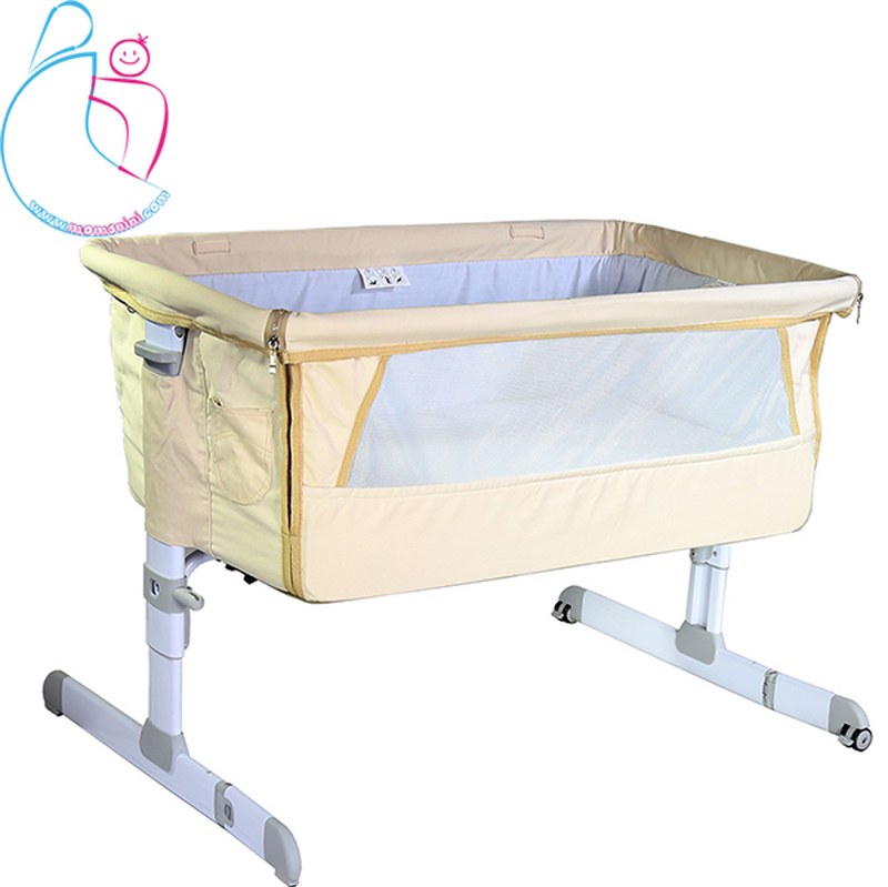 تخت  کنار مادر کودک دلیجان مدل ویرا vira بدون پشه بند رنگ کرم مامز نینی