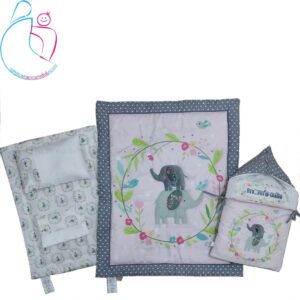 سرویس خواب 4 تکه کودک مامزکیوتی طرح فیل و گل- نانو مامزنینی