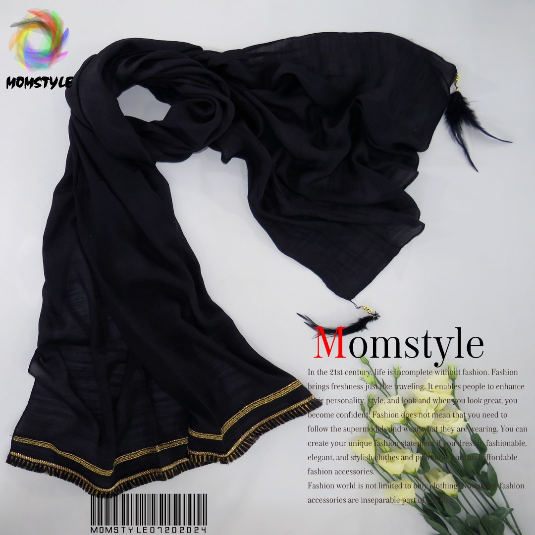 شال مشکی مزونی پر وال اسلپ طلایی مام استایل