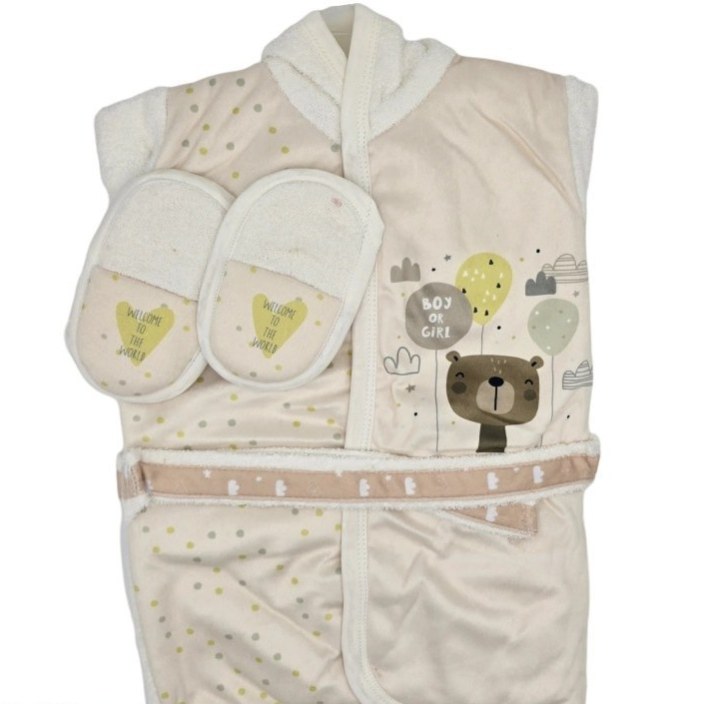 سرویس و ست حوله نوزاد برند مامز کیوتی طرح خرس کارتونی مامزنینی