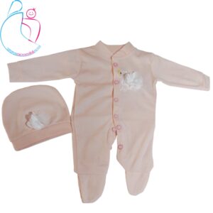 ست سرهمی و کلاه نوزادی مدل قو