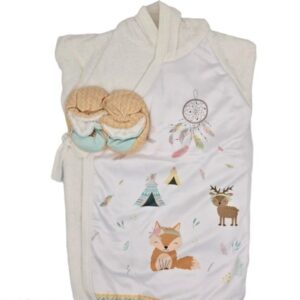 سرویس و ست حوله نوزاد برند مامز کیوتی طرح  روباه و جنگل  مامزنینی
