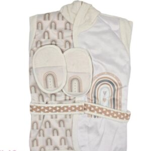 سرویس و ست حوله نوزاد برند مامز کیوتی طرح رنگین کمان مامزنینی