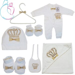 ست لباس نوزادی 7 تکه baby life مدل تاج مامزنینی