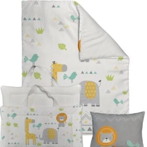 ست مسافرتی کیفی نوزاد برند مامز کیوتی مدل 3 تکه طرح گاردن فیل و زرافه مامزنینی