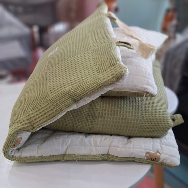 ست مسافرتی کیفی نوزاد برند مامز کیوتی مدل 3 تکه طرح تدی پیکه مامزنینی