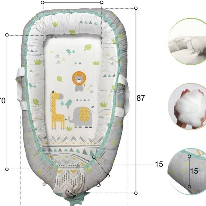 تشک گارد دار یا لبه دار 3 تکه نوزاد از برند مامز کیوتی طرح فیل و زرافه گاردن مامزنینی