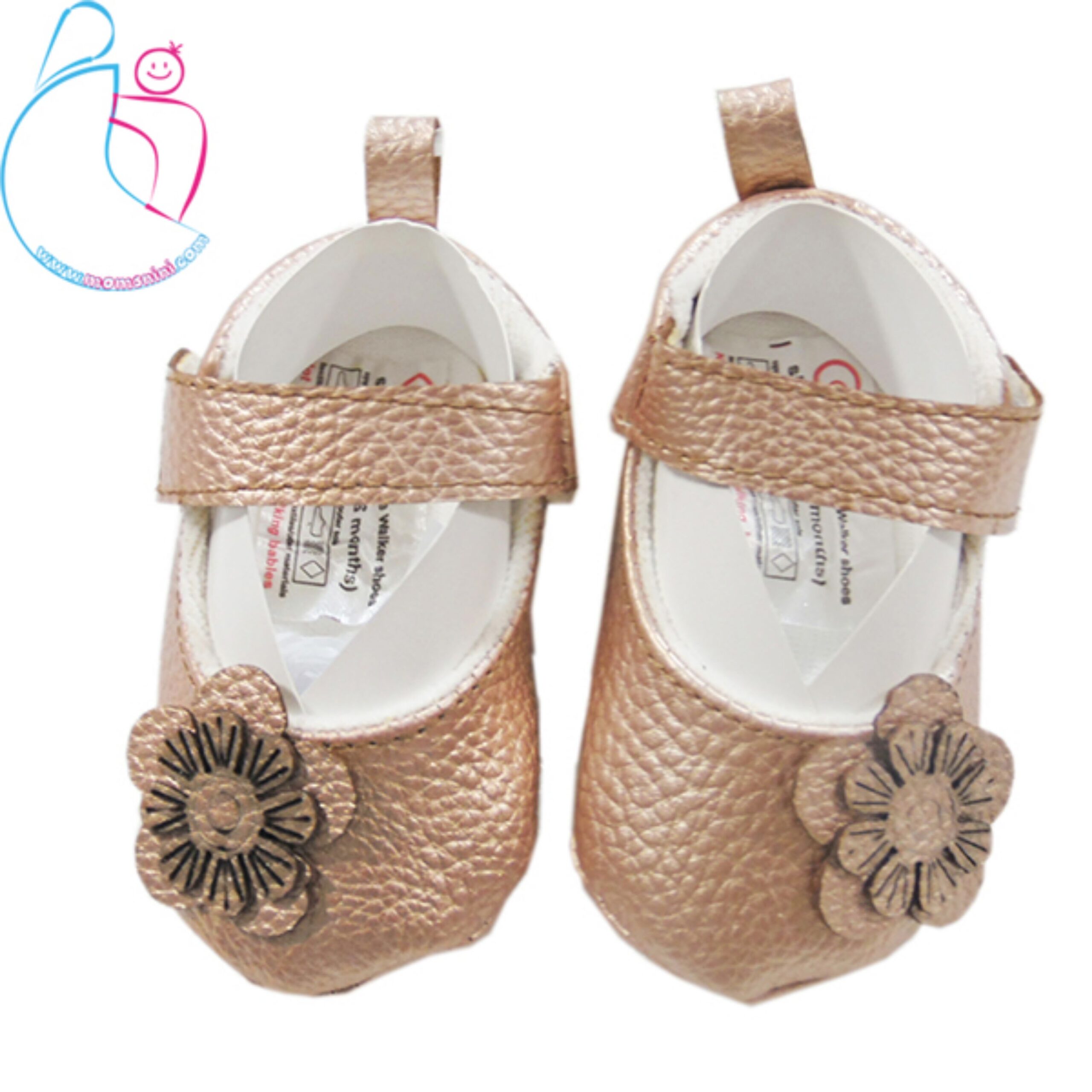 پاپوش نوزادی مدل گل رنگ مسی