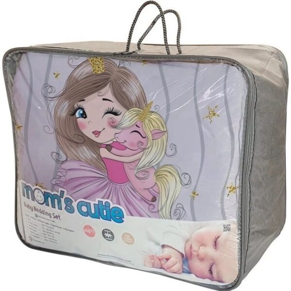 ست خواب نوزاد برند مامز کیوتی مدل 4 تکه طرح  پرنسس اسب تک شاخ مامزنینی