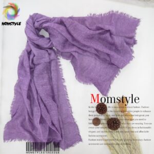 شال نخی  ویسکوز طرح کبریتی بنفش  کالکشن پاییزه  مام استایل