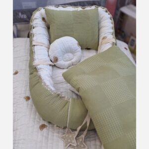 تشک گارد دار یا لبه دار 3 تکه نوزاد از برند مامز کیوتی طرح تدی پیکه مامزنینی