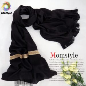 شال مشکی مزونی وال اسلپ نوار طلایی مام استایل