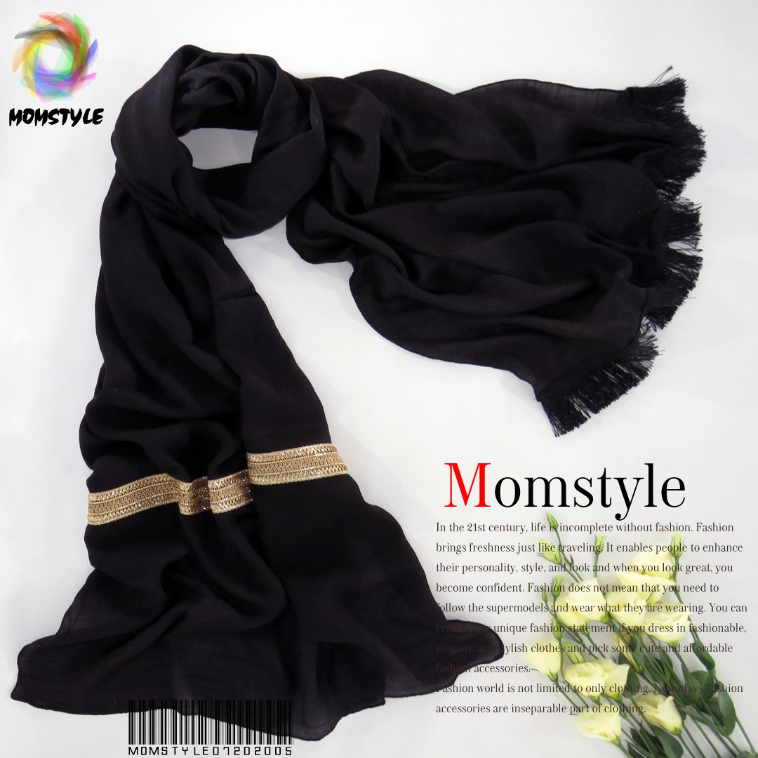 شال مشکی مزونی وال اسلپ نوار طلایی مام استایل