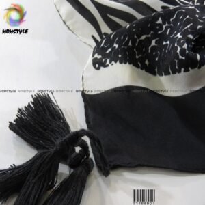 شال سفیدمشکی چهل تکه نخی چهار فصل مام استایل