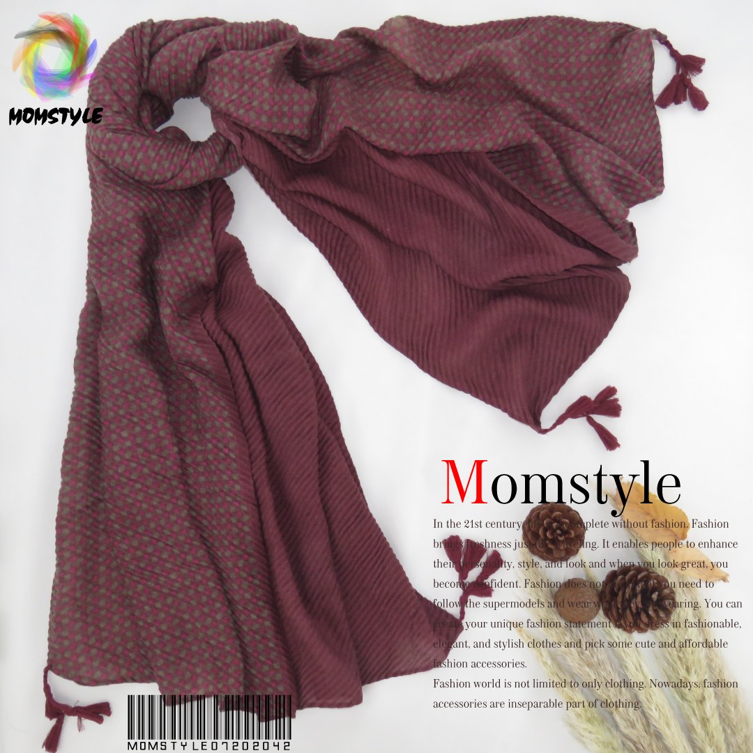 شال وارداتی  تک طرح رنگ سماقی-بژ مام استایل