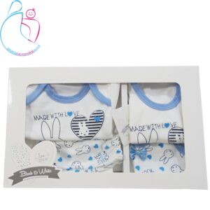 ست لباس 5 تکه نوزادی رنگ آبی