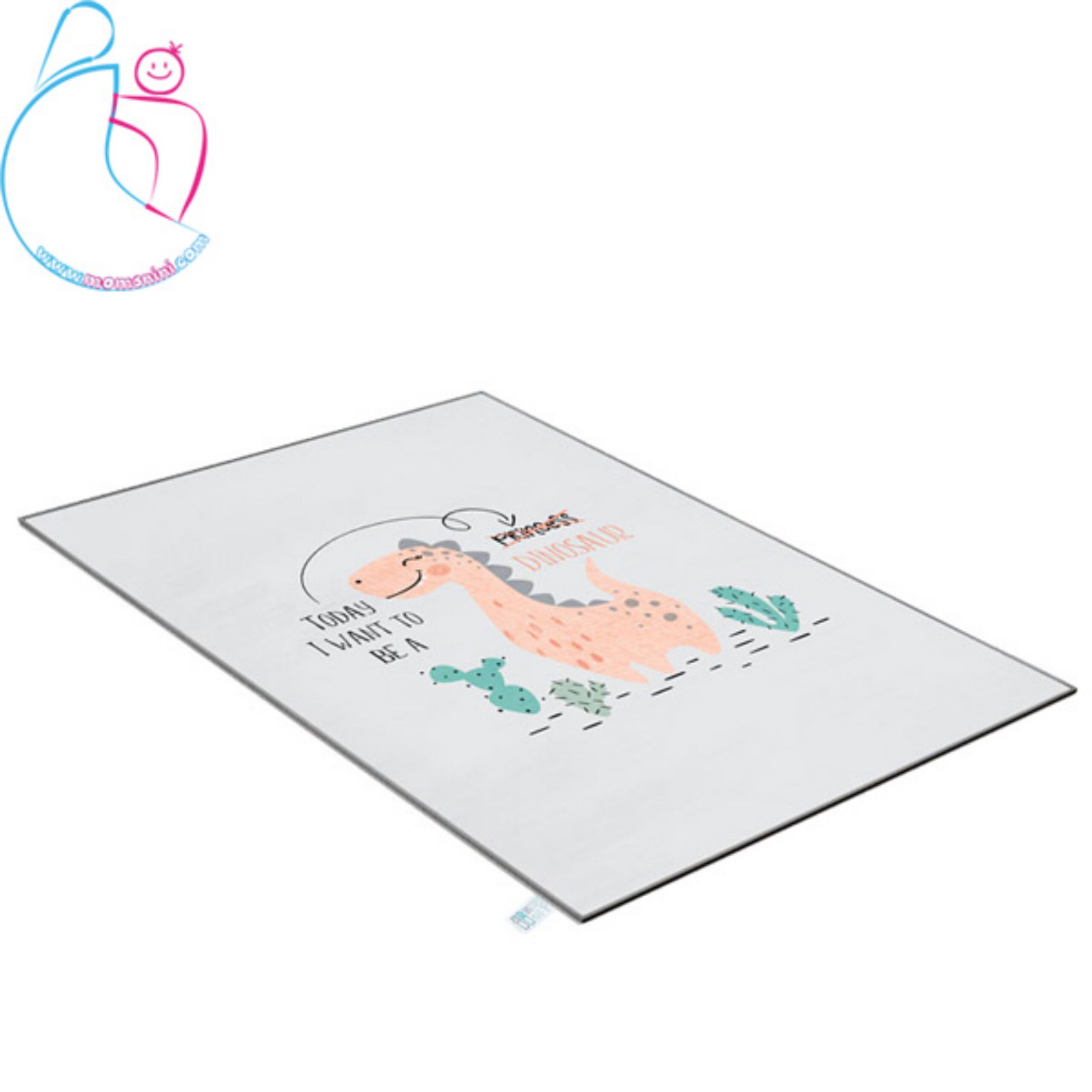 فرش فانتزی اتاق کودک مامزکیوتی طرح دایناسور طوسی