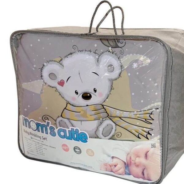 ست خواب نوزاد برند مامز کیوتی مدل 4 تکه طرح کوالا رنگ طوسی مامزنینی