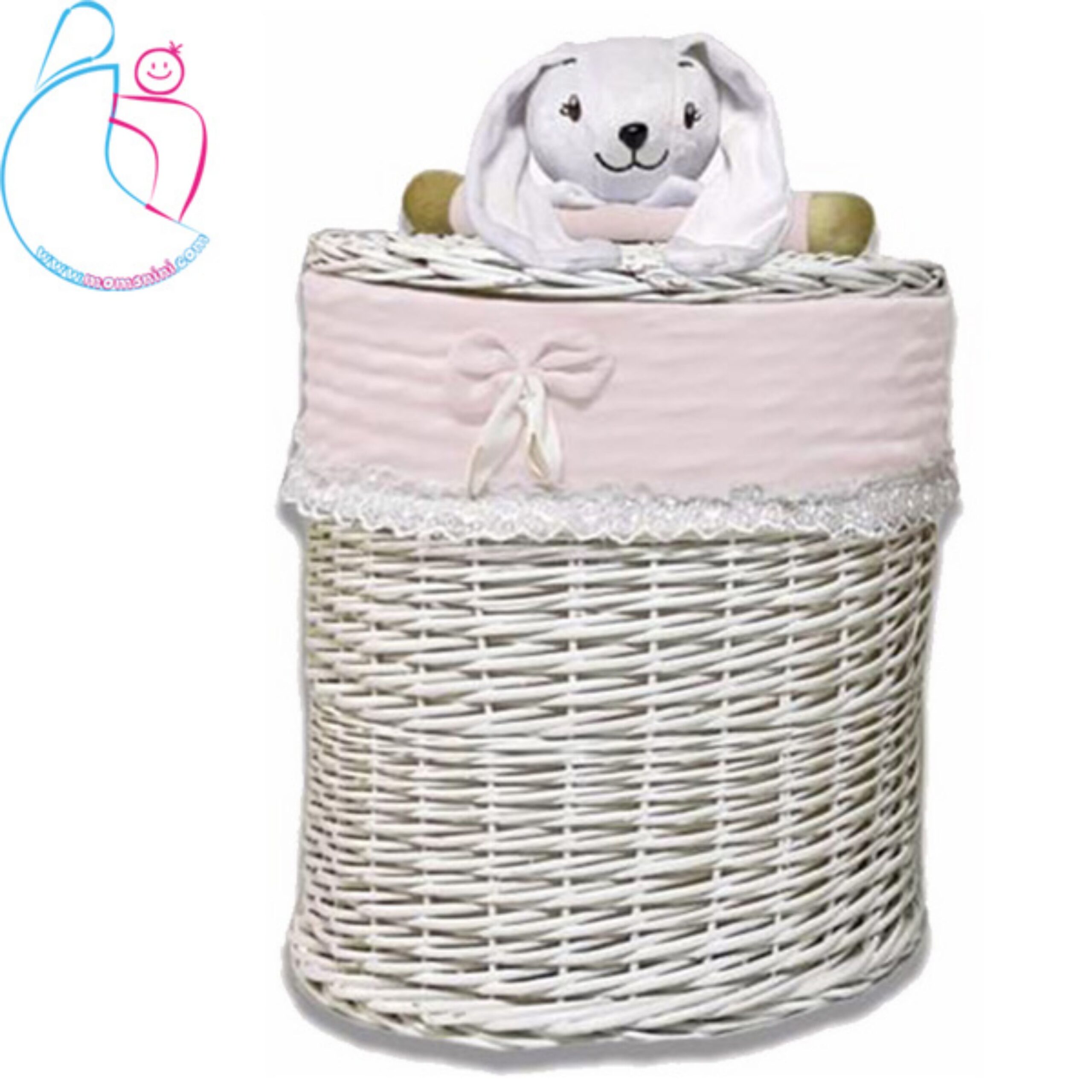 سبد حصیری لباس و اسباب بازی اتاق کودک مدل خرگوش طوسی بزرگ