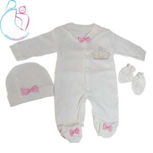 ست سرهمی و کلاه و دستکش نوزادی