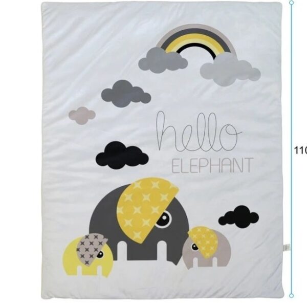 ست خواب نوزاد برند مامز کیوتی مدل 4 تکه طرح فیل زرد و طوسی مامزنینی