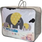 ست خواب نوزاد برند مامز کیوتی مدل 4 تکه طرح فیل زرد و طوسی مامزنینی