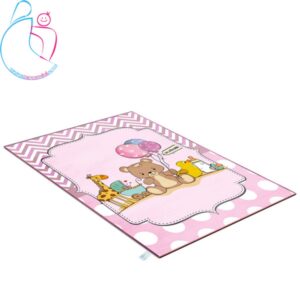 فرش فانتزی اتاق کودک مامزکیوتی طرح خرس و دریا صورتی