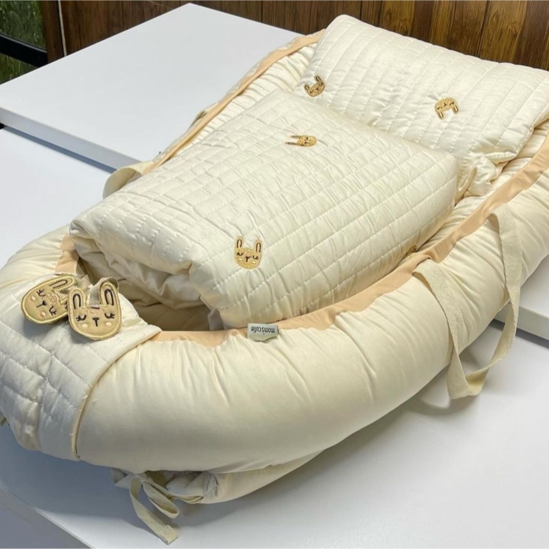 سرویس 4تکه تشک لبه دار مامز کیوتی مدل خرگوش(baby rabbit) مامزنینی