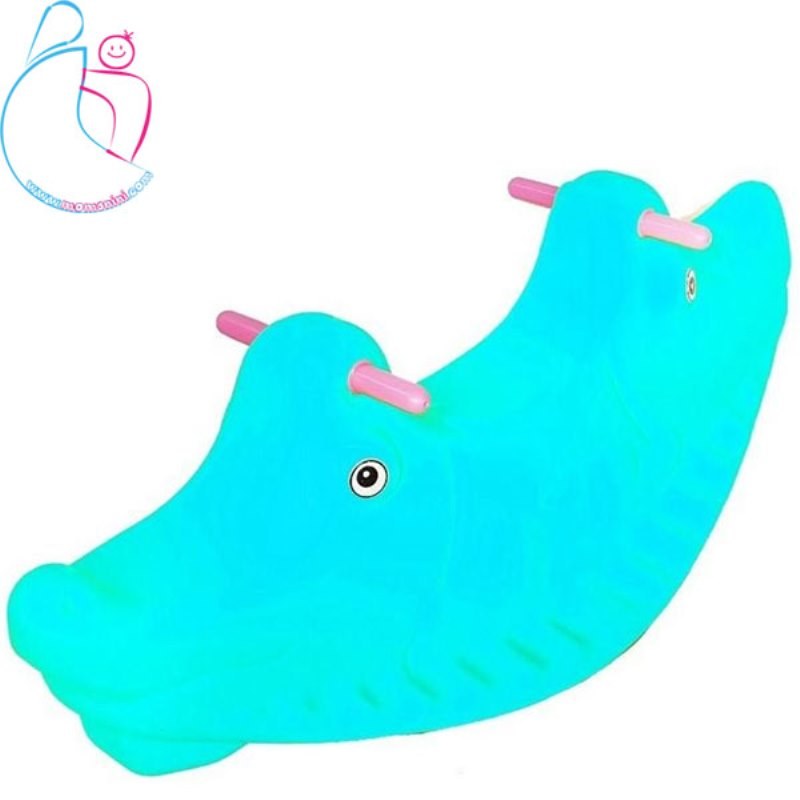 الاکلنگ کودک دو نفره مدل تمساح رنگ آبی مامزنینی