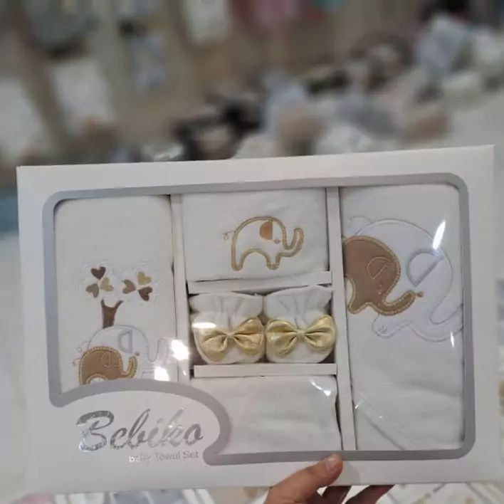 سرویس حوله جعبه ای کودک و نوزاد بلیکا طرح فیل مامزنینی
