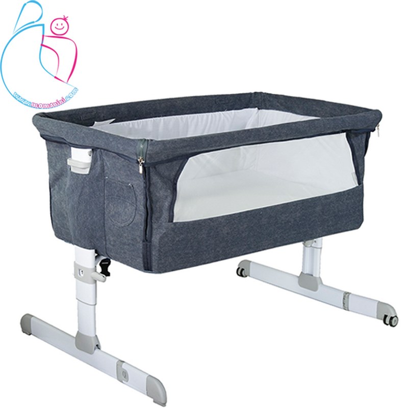 تخت  کنار مادر کودک دلیجان مدل ویرا vira بدون پشه بند رنگ طوسی مامز نینی