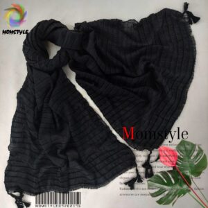 شال پلیسه نخی چهار فصل رنگ مشکی کد27 مام استایل