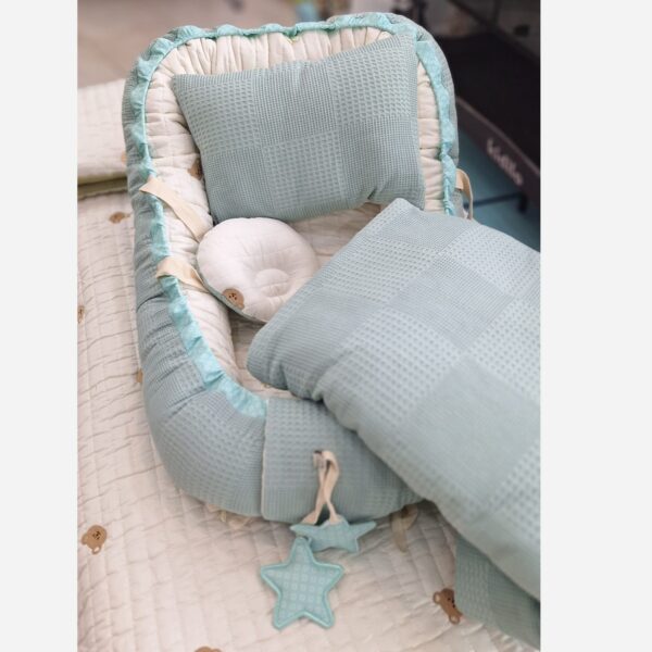 تشک گارد دار یا لبه دار 3 تکه نوزاد از برند مامز کیوتی طرح تدی پیکه مامزنینی