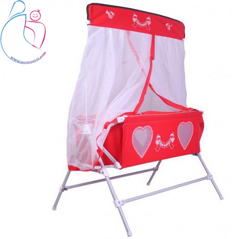 تخت و گهواره تاشو کودک پارادایس رنگ طوسی مامزنینی