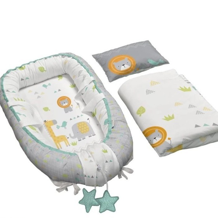 تشک گارد دار یا لبه دار 3 تکه نوزاد از برند مامز کیوتی طرح فیل و زرافه گاردن مامزنینی