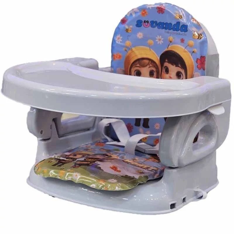 صندلی غذای کودک مدل پرتابل + کاسه و قاشق رایگان با تشک نرم عروسکی سوواندا Suvanda مامزنینی