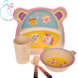 ظرف غذای 5 تکه کودک کوکو بامبو مدل اسب تک شاخ مامزنینی