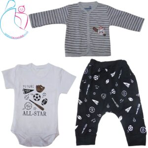 لباس سه تیکه بی بی وان طرح بیسبال