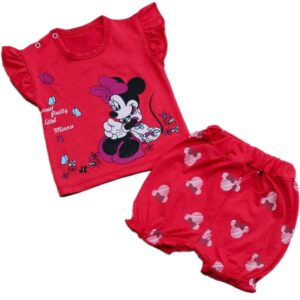 ست بلوز و شلوارک دخترانه baby one مدل میکی موس رنگ قرمز