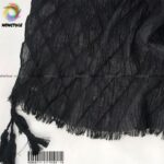 شال پلیسه  نخی چهار فصل رنگ مشکی کد54 مام استایل
