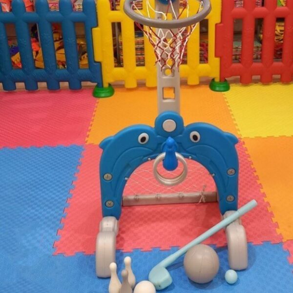 بسکتبال ایستاده چند کاره کودک مدل دلفین 5 کاره مامزنینی