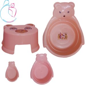 سرویس وان حمام کودک مجموعه 4 تکه رنگ صورتی گلبهی