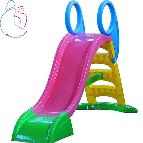 سرسره کودک حفاظدار سه پله باران رنگ صورتی مامزنینی