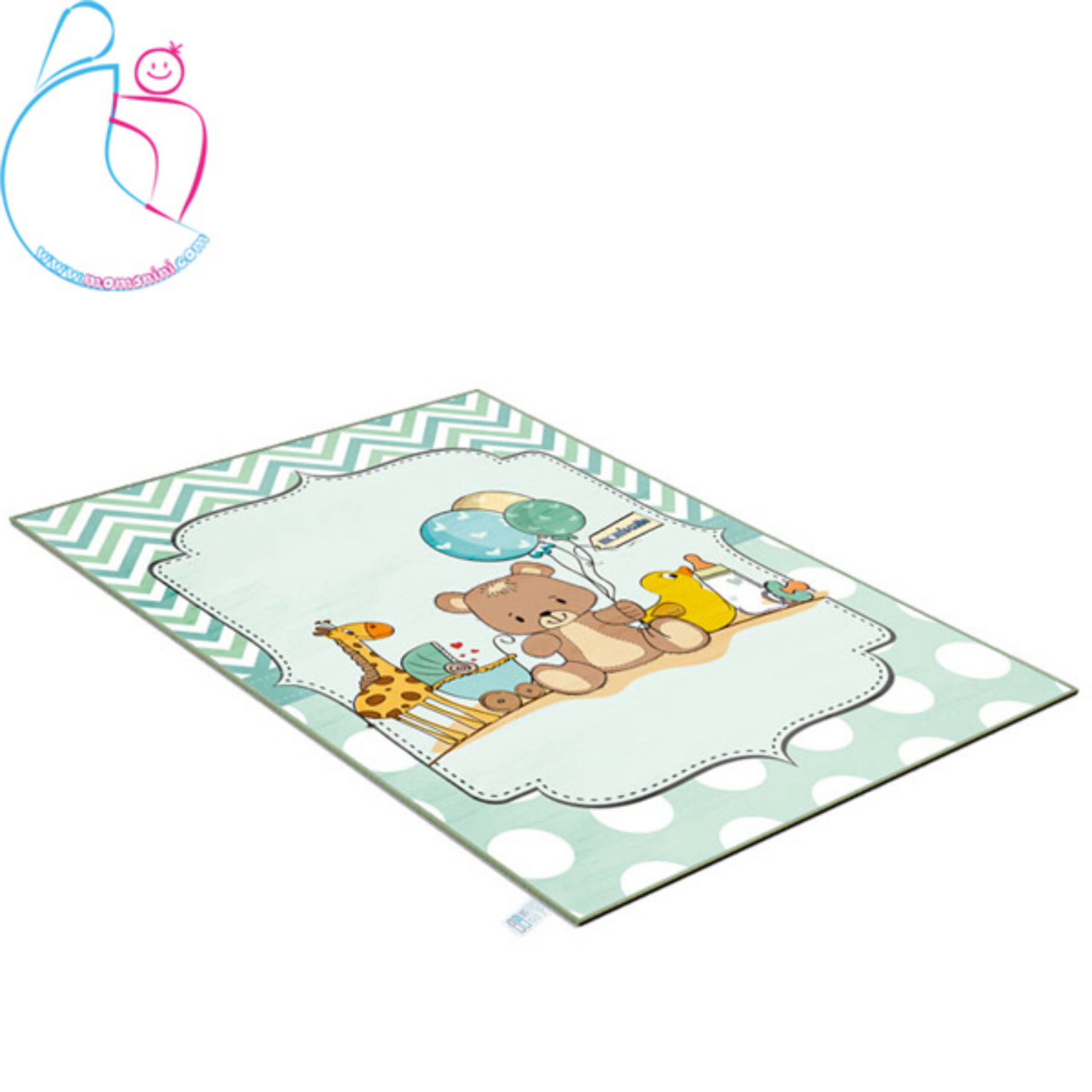 فرش فانتزی اتاق کودک مامزکیوتی طرح خرس و دریا  سبز