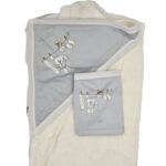 سرویس و ست حوله نوزاد برند مامز کیوتی طرح خرگوش بندرختی مامزنینی