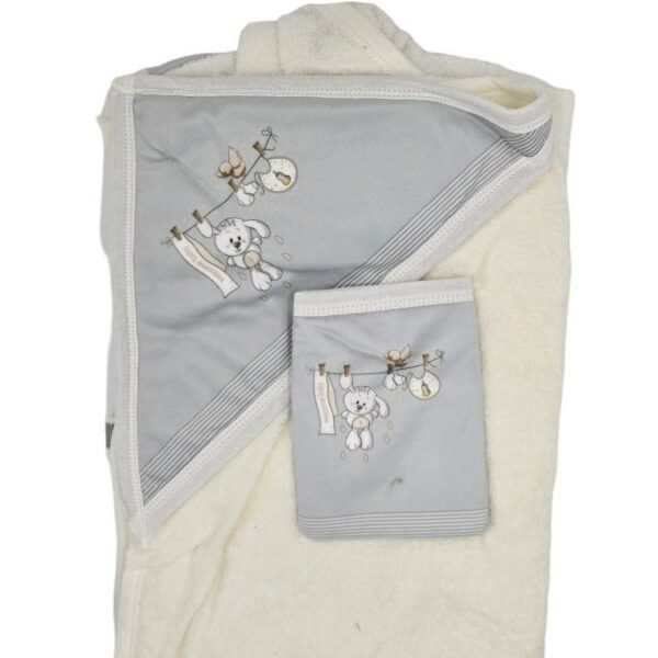 سرویس و ست حوله نوزاد برند مامز کیوتی طرح خرگوش بندرختی مامزنینی