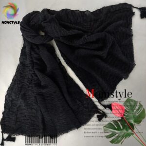 شال پلیسه نخی چهار فصل رنگ مشکی کد43مام استایل