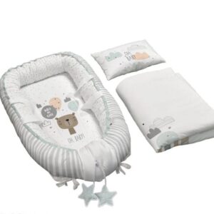 تشک گارد دار یا لبه دار 3 تکه نوزاد از برند مامز کیوتی طرح  خرگوش بند رخت مامزنینی