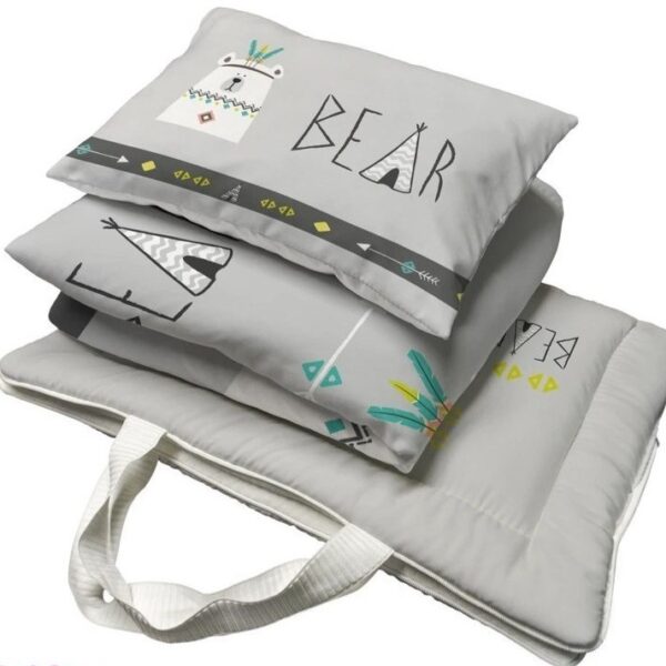 ست مسافرتی کیفی نوزاد برند مامز کیوتی مدل 3 تکه طرح خرس قطبی مامزنینی